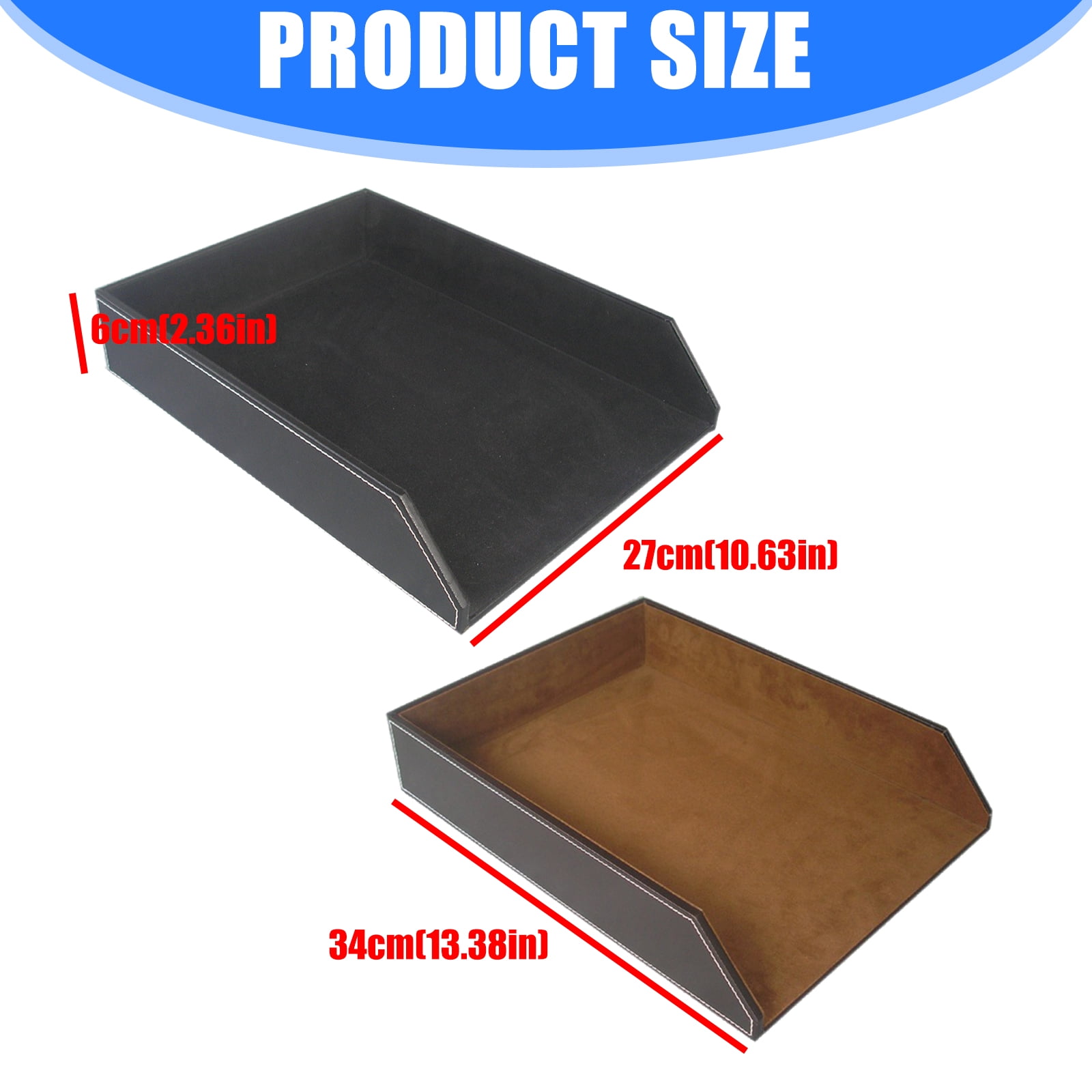 Desk Accessory A 4 File Holders Document Tray Featuring PU Leather Exterior And Protective Felt Inner Layer