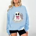 thumbnail image 2 of Chandail en Molleton Imprimé Fantôme pour Femmes Chandail Léger et Chaud Blouses Col Rond Manches Longues Ultra Doux Texturé Tenues de Printemps 2025 Chandail Automne Hiver Vêtements, 2 of 4