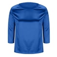 thumbnail image 6 of Womens Silk Satin Tops 3/4 Length Sleeve Shirts Round Neck Loose Casual Blouses Business Work Dressy Tshirts Outfits Blue M, 6 of 6