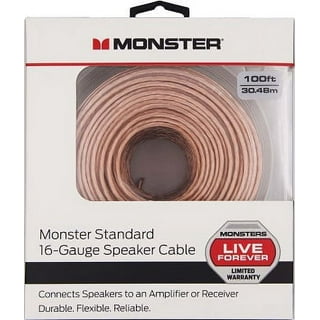 onn. 30' Direct Connection Speaker Wire, Clear 