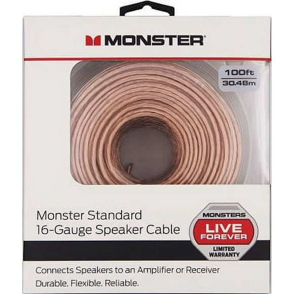 Monster Standard Clear Coat Speaker Cable 100 ft,Direct Connection