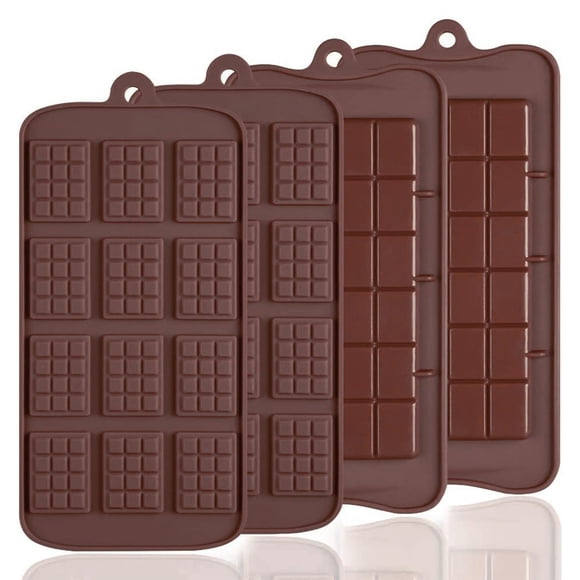 4 PCS silicone chocolate molds, 12 grids + 24 grids break apart non-stick coating candy protein and energy bar mold baking sheet