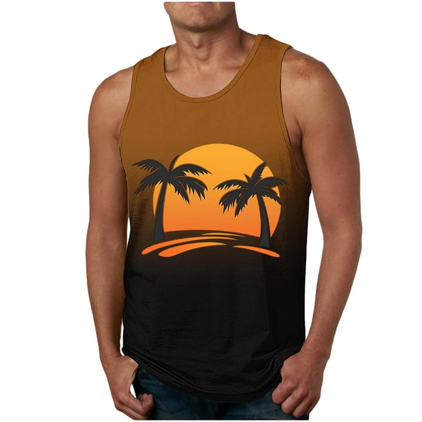 Camiseta sin mangas de cuello redondo para hombre, moda informal de verano, chaleco holgado, estampado deportivo, camiseta sin mangas de cuello redondo, blusa de poliéster para hombre