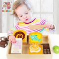 thumbnail image 3 of 1 piece of Qieqiele Early Education Educational Wooden Children's Breakfast Simulation Toast Set Baby Play House Kitchen, Early Childhood Fun Tabletop, 3 of 4