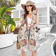 thumbnail image 4 of Beach Vacation Clothes Kimono Cardigan Loose Swimsuit Cover Up for Women Running Horse and Rose M, 4 of 6