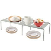 Adjustable Kitchen Cupboard Cabinet Shelf Storage Stackable Rack Organizer Gray 10.14 in