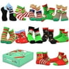TeeHee Christmas 12-Pack Cotton Socks, Great Value Gift Box for Kids (6-8 Years, Snowman Plus)