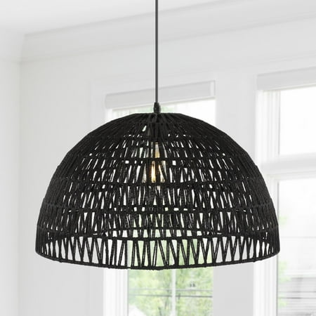 

Campana 20 1-Light Bohemian Modern Woven Rattan/Iron LED Pendant Black