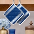 thumbnail image 2 of Blue Striped Pot Holders for Kitchen Heatproof Potholder, 4 Pack Farmhouse Blue White Stripes Hot Pads Multipurpose Oven Pads Cloth Potholders Trivet for Cooking and Baking, 2 of 8