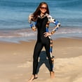 thumbnail image 3 of Women‘s Swimsuit Anti UV One Piece Swimwear UPF 50+ Diving Wetsuit Rash Guard Short Sleeve Zipper Snorkeling Swim Surf Suit, 3 of 7