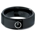 thumbnail image 2 of Tungsten Gamer Power Band Ring 8mm Men Women Comfort Fit Black Beveled Edge Polished, 2 of 4