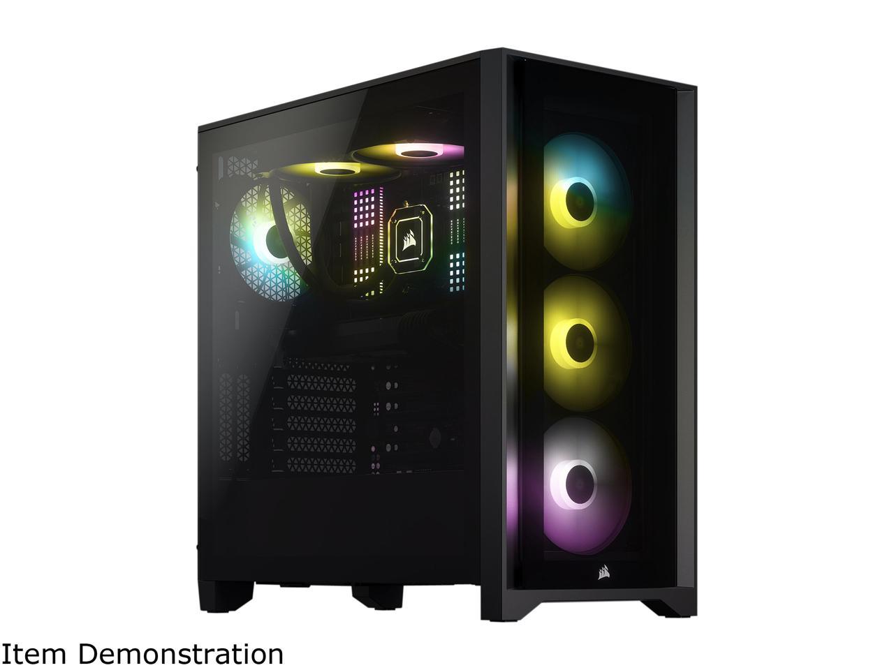 Corsair iCUE 4000X Computer Case - Midi Tower - Black - Tempered Glass, Steel, Plastic - 4 x Bay - 0 - ATX Motherboard Supported - 6 x Fan(s) Supported - 2 x Internal 3.5" Bay - 2 x Internal 2.5 - image 2 of 8