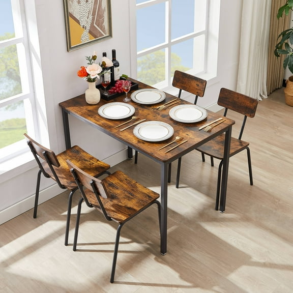Modern Dining Table Set, 5 Piece Dining Set with 4 Chairs, Dinette Table and Chairs Set for Small Space, Kitchen Breakfast Table Set for 4, D9229