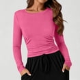 thumbnail image 2 of Vrorvz Womens Slim Shirts Crew Neck Long Sleeve Shirt Fall Casual Fashion Outfits Workout Crop Tops, 2 of 5