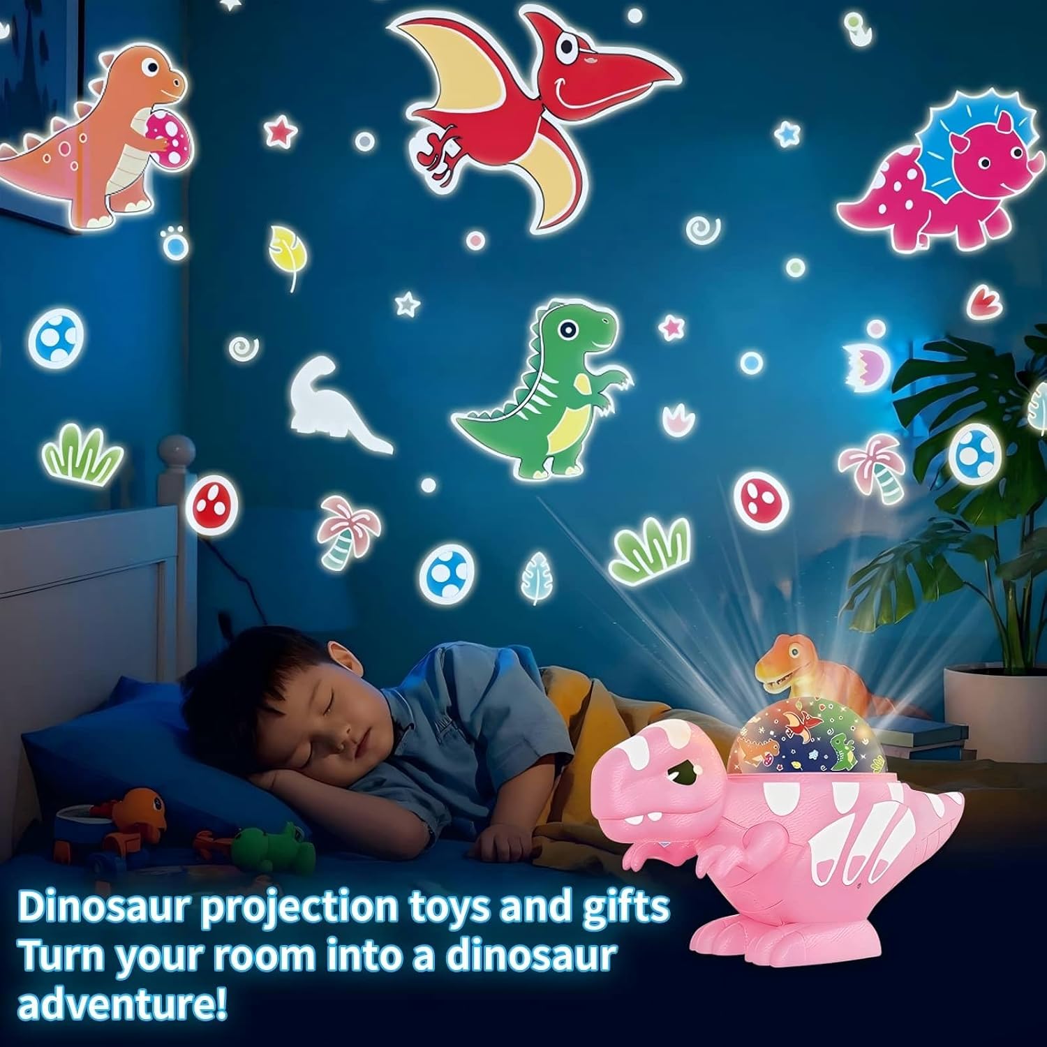 VIVIHEYDAY Dinosaur Night Light, Star Ceiling LED Projection Lamp, 16 Lighting Effects, 360°Rotation, Kids Baby Bedroom Party Home Decor