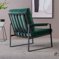 thumbnail image 3 of Accent Chair, Modern Velvet Upholstered Tufted Living Room Chair Armchair with Metal Frame, Comfy Single Sofa Chair Lounge Chair with Padded Cushion for Living Room Bedroom Office, Emerald, 3 of 7