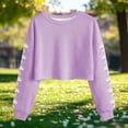 thumbnail image 4 of Uootdi Casual Tops for Women Crewneck Long Sleeve Floral Print Cropped Hem Fall Winter Casual Sweatshirts Gift, 4 of 5