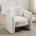 thumbnail image 2 of Modern Accent Armchair Barrel Chair, Unique U-Shape Chair Side Chair with Curved Backrest, Upholstered Single Sofa Chair Club Chair, for Living Room/Bedroom/Lounge, Ivory, 2 of 9