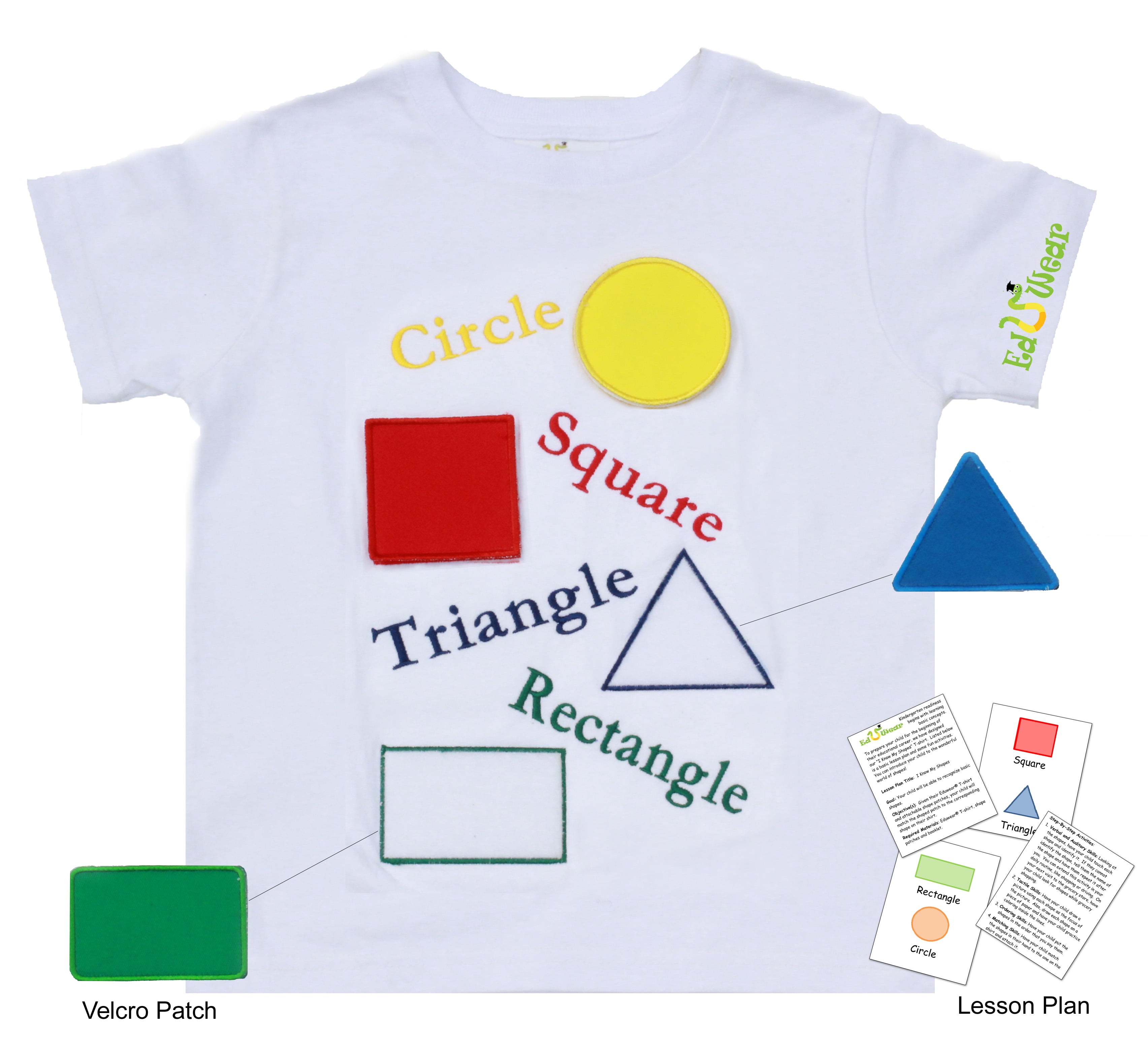 Eduwear (Unisex) Embroidered "I My Shapes" Interactive short sleeve T-shirt with Embroidered Velcro Patches (Little Girls, Little - Walmart.com