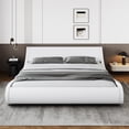 thumbnail image 2 of Sha Cerlin White King Platform Bed, Leather Bed Frame with Adjustable Headboard, Adults, 2 of 6