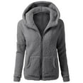 thumbnail image 2 of Sherpa Sweatshirts for Women Long Sleeve Zip Up Hoodies Casual Winter Fleece Jacket with Pockets Dark Gray 4XL, 2 of 6