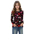 thumbnail image 4 of Edvintorg Girls Long Sleeve Shirts Cute Valentine's Day Heart Printing Pullover Tops Tshirts Crewneck Dressy Casual Blouses Holiday Clothes 3-14 Years, 4 of 7