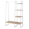 thumbnail image 2 of Hassch Metal Garment Rack ,Freestanding Clothes Rack with 5 Wood Shelves, Rustic Clothes Rack, Portable Closet Organizer for Bedroom, Entryway, White, 2 of 6