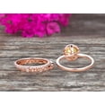 thumbnail image 3 of 10k Rose Gold 2.25 Carat 6mm Round Cut Champagne Diamond Moissanite Engagement Rings With Two Matching Wedding Band Halo Design Art Deco, 3 of 5