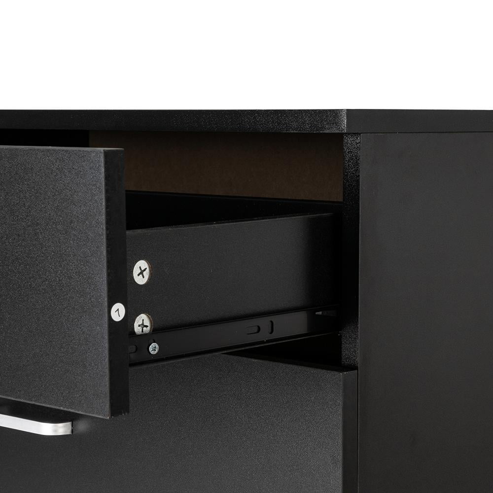Ktaxon 3-Drawer Dresser Pure Black with Metal Handles Bedside Night Stand Bedroom, Black