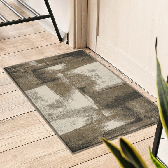 Luxe Weavers Abstract Brushstrokes Area Rug Beige 2x3, Soft Accent Carpet