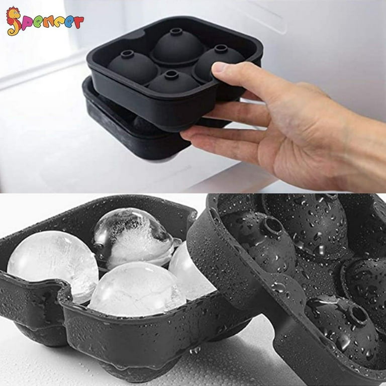 Flexible Silicone Spherical 4 Round Ball Ice Cube Tray Maker Mold