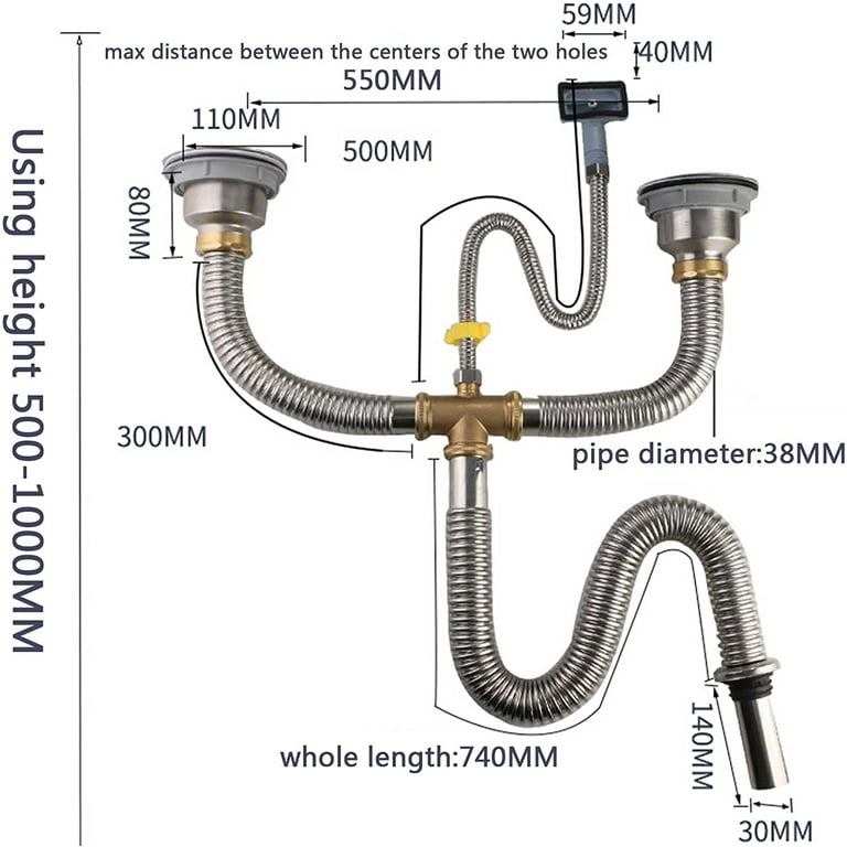 Miumaeov Double Kitchen Sink P Trap