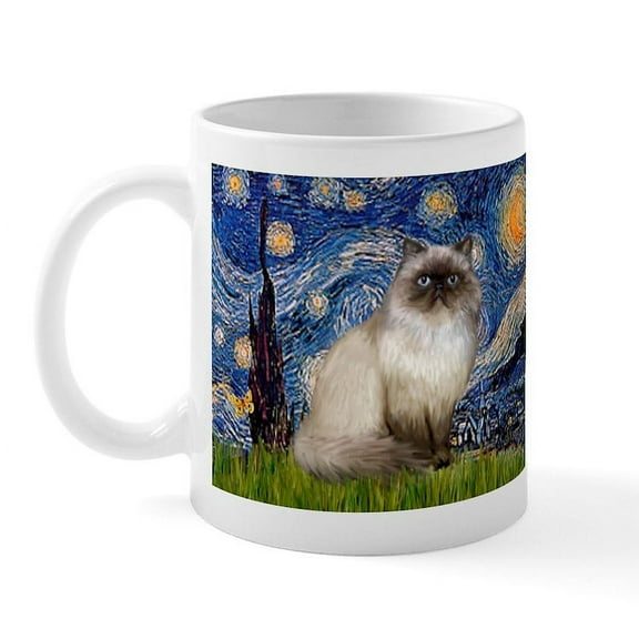 CafePress - Starry Night Himalayan Cat Mug - 11 oz Ceramic Mug - Novelty Coffee Tea Cup