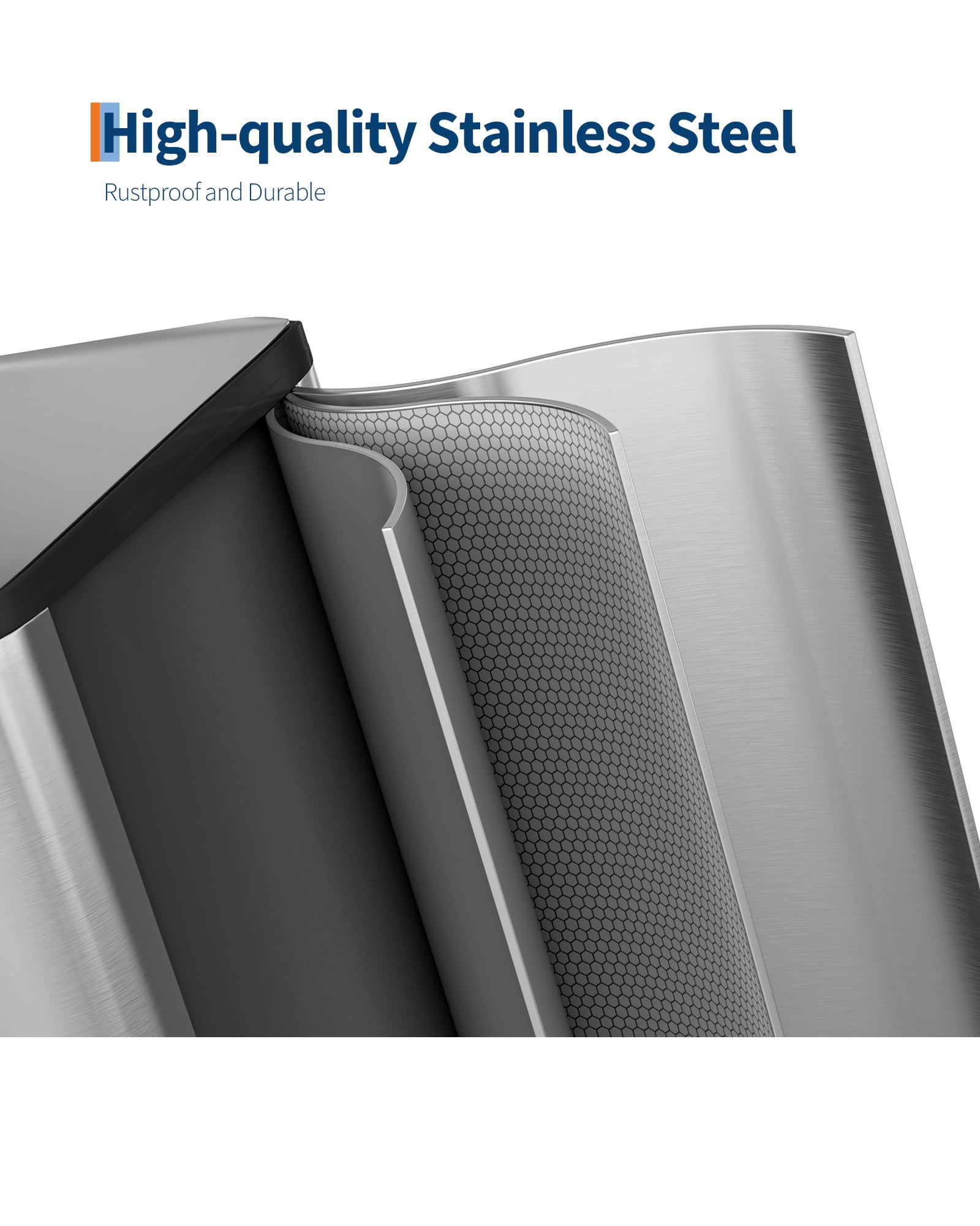 2 x 10.6 gal Stainless Steel Dual Trash Can, Step-on Kitchen Metal Garbage Cans, Double Compartment Garbage and Recycling Bin Combo with Metal Lid, PP Inner