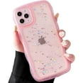thumbnail image 3 of for iPhone Xs Max Case 6.5" Curly Wave Edge Design Transparent Bling Glitter Star Shiny Case Cute Clear Transparent Full Protection Soft TPU Shockproof Phone Cover for Women Girls, Pink, 3 of 15