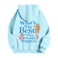 thumbnail image 4 of Women Pink Hoodie Cute Teen Girls Crewneck Graphic Hoodies Drawstring Pullover Sweatshirts Y2K Preppy Pocket Sweatshirt 05-Light Blue M, 4 of 5