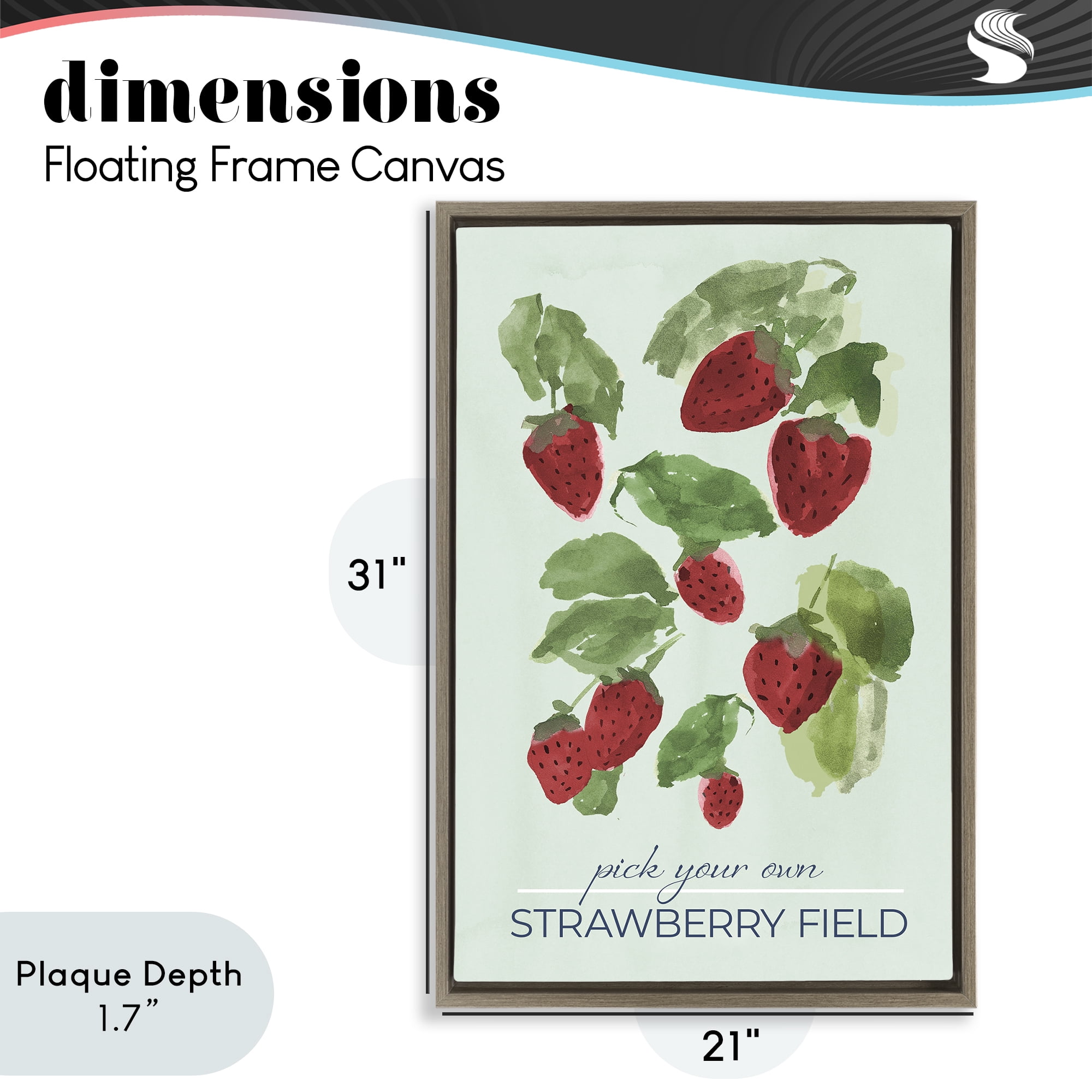 Stupell Industries Strawberry Field Pick Your Own Brown Framed Floater Canvas Wall Art, design by Lucille Price