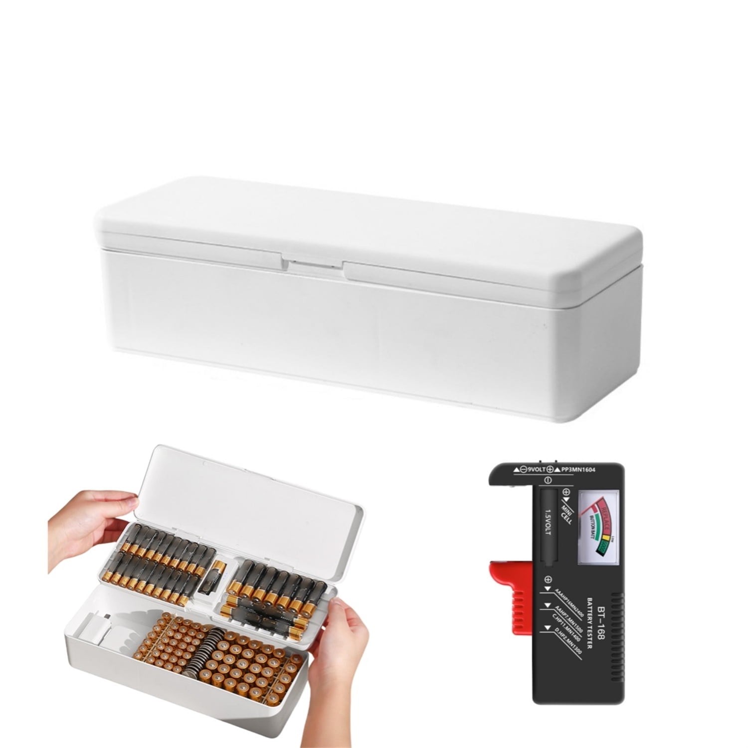 Battery Daddy - Organizer Batterie Con Tester, Capacit&agrave; 180 Batterie