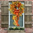 Artificial Fall Harvest Wreath with Maple Leave Swag,23 inch Autumn