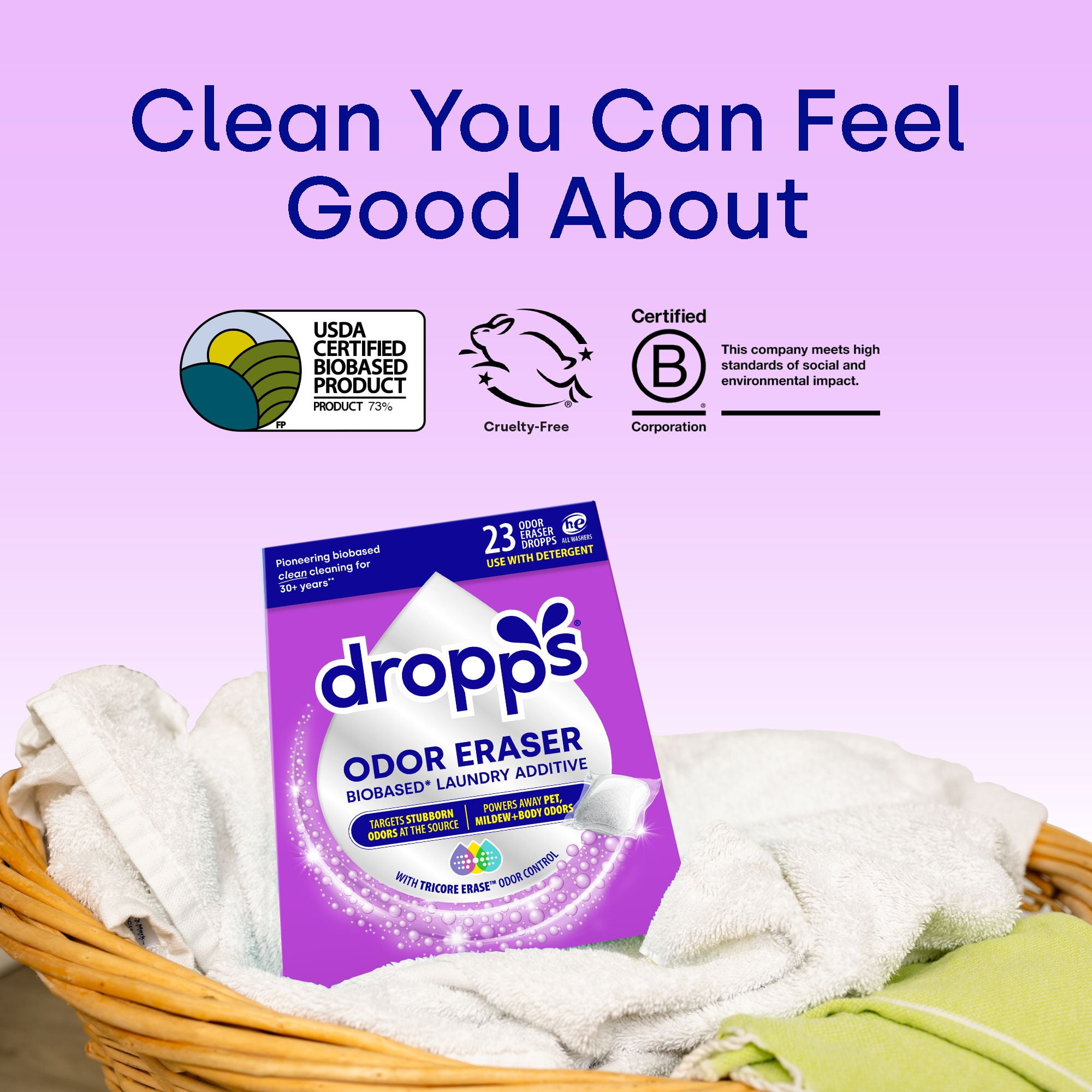 Dropps Odor Eraser Laundry Additive Pods for Odor Control, 23 Count