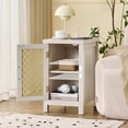 thumbnail image 4 of Boho Nightstand with Charging Station, End Table with Rattan Decorated Door and Adjustable Shelf, Bedside Storage Cabinet for Bedroom, Living Room, 4 of 10