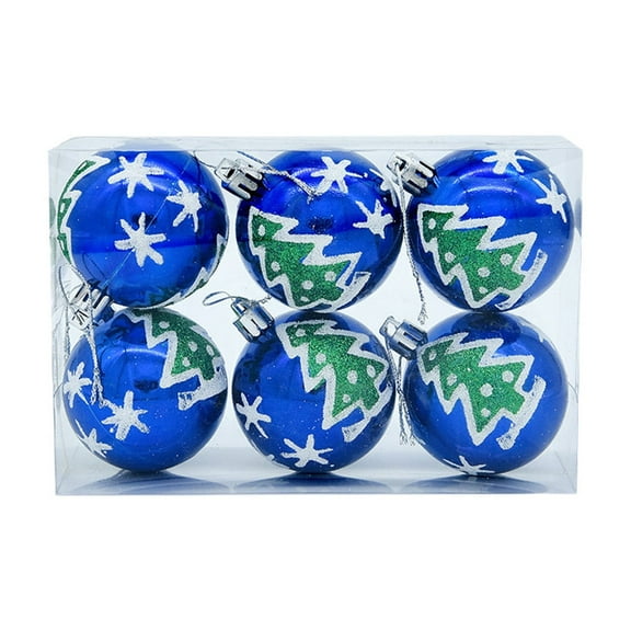 Christmas Ornaments, Shatterproof Christmas Decorations, 6pc Set Xmas Tree Balls for Holiday Wedding Party Tabletop Small Trees Decoration, Durable Plastic Material, 2.36 Inch
