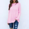 thumbnail image 5 of Baqcunre Ladies' Solid Colour Long Sleeve Loose Stylish Plush Top Womens Tops T Shirts For Women Going Out Tops Women Clothing Womens Shirts,Color Pink,Size 4XL, 5 of 5