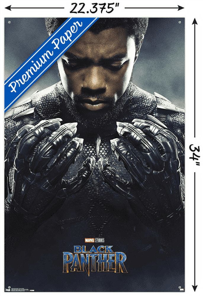 Marvel Cinematic Universe Black Panther - One Sheet Wall Poster with Push Pins, 22.375" x 34"