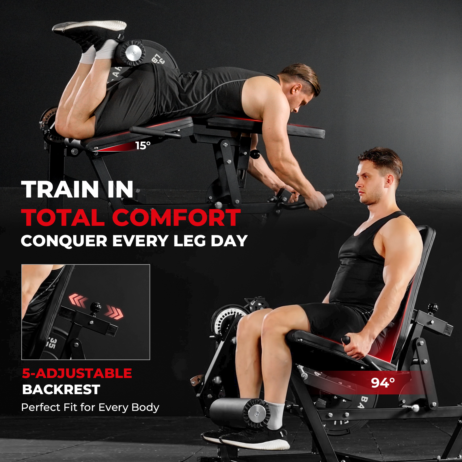 Leg Press Machine , 1600LBS Weight Capacity Adjustable Leg Machine With Resistance Band Pegs And Plate Storages, Workout Equipment For Strength Training