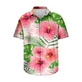 thumbnail image 2 of Njoeus Mens Undershirts Sports Shirts for Men Men's Hawaiian Floral Print Shirts Short Sleeve Button Up T-Shirt Casual Beach Vacation Summer Tops for Men Big & Tall Sizes S-5Xl Oversized Tee Shirt Men, 2 of 5
