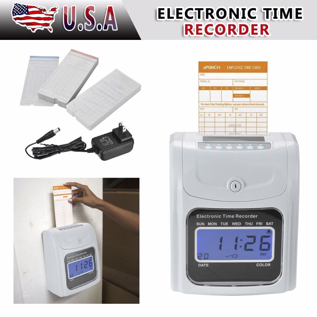 Employee Attendance Punch Time Clock Payroll Recorder LCD Display w/ 100 Cards StyleBI0004997