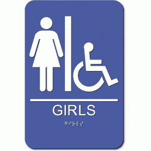 

GIRLS Accessible Restroom Sign - Styrene-Blue / White (4 Units)