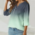 thumbnail image 6 of Jewelreauty Women Tunic Tops Casual Notch Neck Elbow Length Button T-Shirts Summer Trendy Tee, 6 of 6