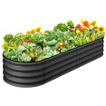thumbnail image 2 of QinaQin Juego de 2 camas elevadas ovaladas para jardín, jardineras metálicas abiertas en la base para exterior, ideales para verduras, flores, armado sin herramientas, 2 of 9